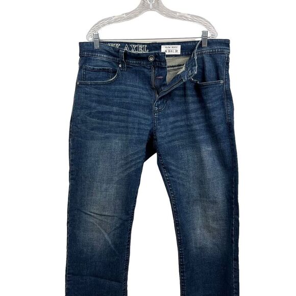 TK Axel Jeans Slim Boot Stretch Straight Leg Zip Fly Blue Men Size 36Wx30L - Picture 3 of 8